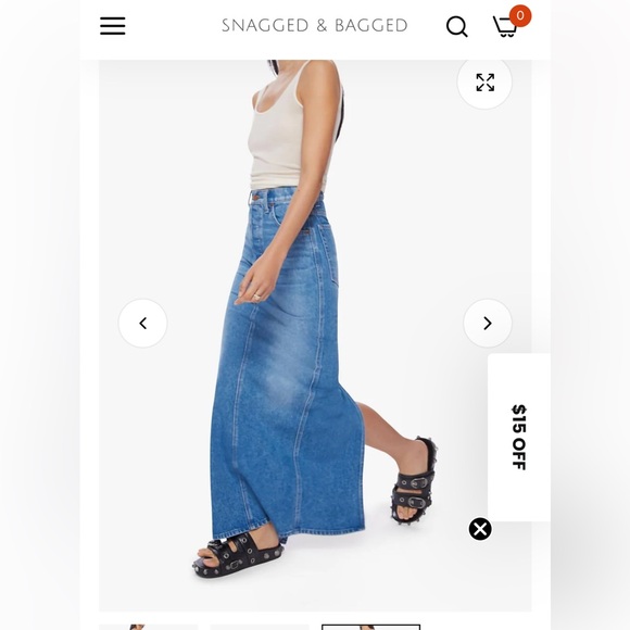 MOTHER “Snacks” Denim Maxi Skirt – Size 28 – NWOT – High Rise Back Vent - Picture 2 of 8